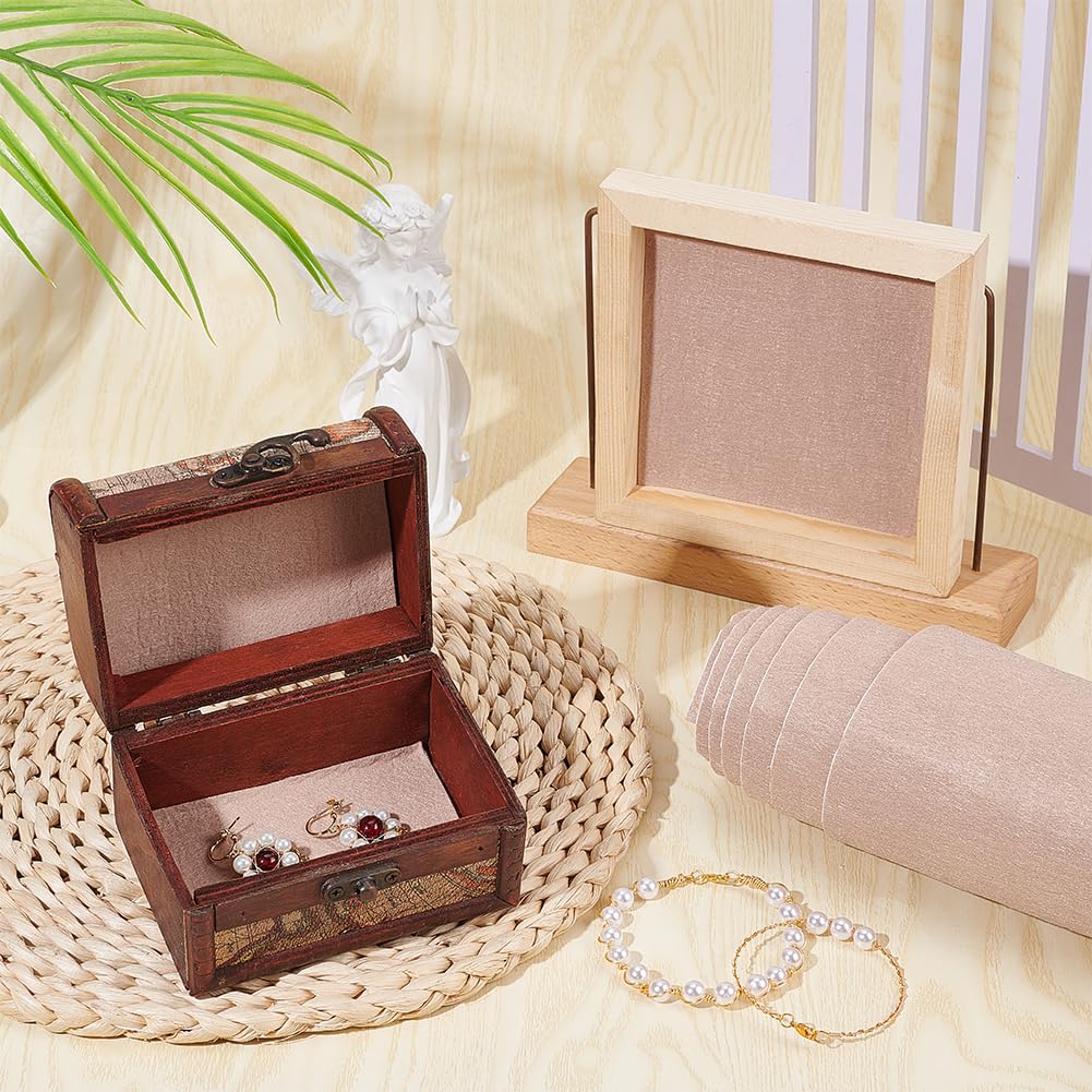 BENECREAT 2m X 40cm Felt 1mm Felt for Jewelry Drawer Box Costume Arts and Furniture Protection Sheet, Thick, Khaki, Self-Adhesive Fabric,