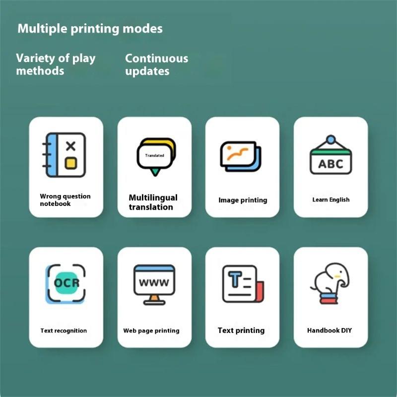 High Definition Portable Label Printer For Students Homework Sticker With OCR Wireless Scanner Rechargeable Battery