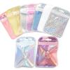 20pcs Iridescent Ziplock Bags Colorful Laser Nail Cosmetic Plastic Package Bag For Jewelry Storage Bracelet Earrings Package Bag