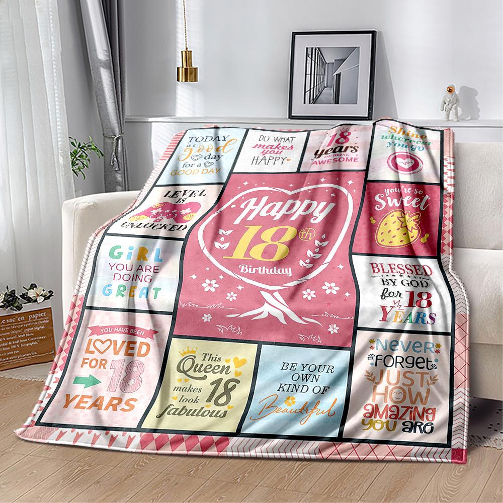 Happy 60th Birthday Floral Blankets Are Suitable for Living Rooms,making Them an Ideal Choice for Outdoor Travel and Gifts.