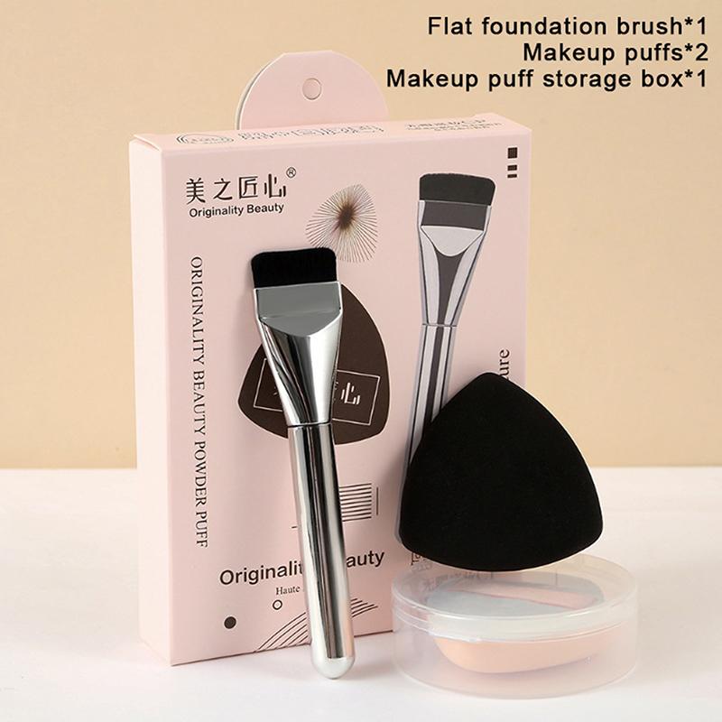 1 sada trojúhelníková černobílá houbička na make-up plochý štětec na make-up štětec na konturování mini houbička na prst nástroj na air cushion korektor