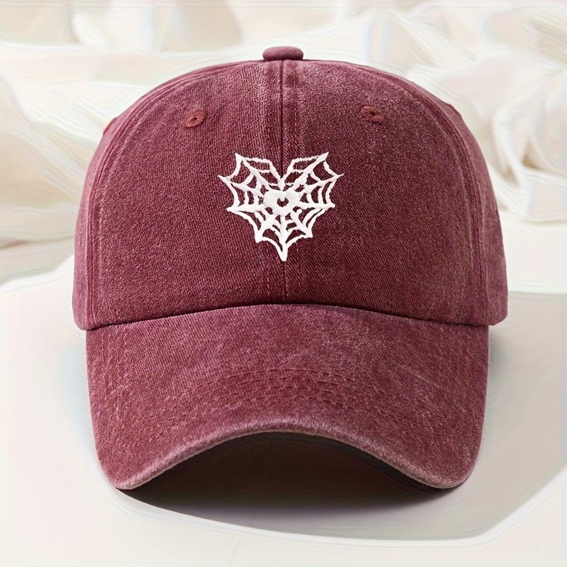 Spider Web Embroidered Knitted Hat, Outdoor Versatile Hip-hop Hat, Retro Washed Casual Hat, Adjustable and Versatile