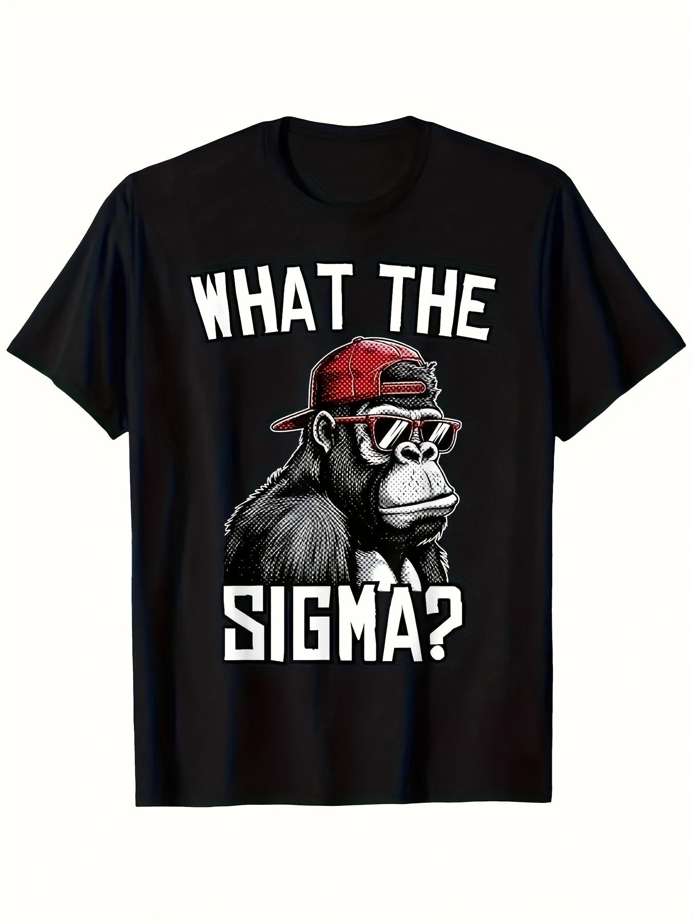 with Gorilla WHAT THE SIGMA Design100 cotton summer Oneck short sleeve casual printed Tshirt S