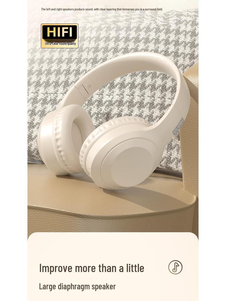 V5 Bluetooth 5.3 Over-Ear Headphones: Wireless/Wired with Microphone, Card Slot, Music & Gaming Compatibility