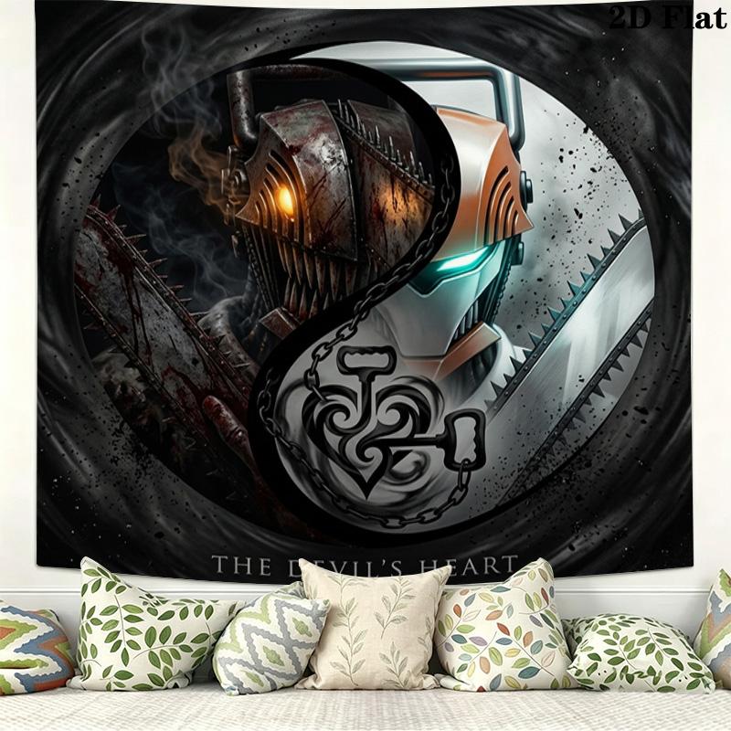 Chainsaw Man Wall Tapestry Aesthetic Wall Hanging Printed Fabric Blanket Decorative Tapestries For Bedroom Living Room Home Decor