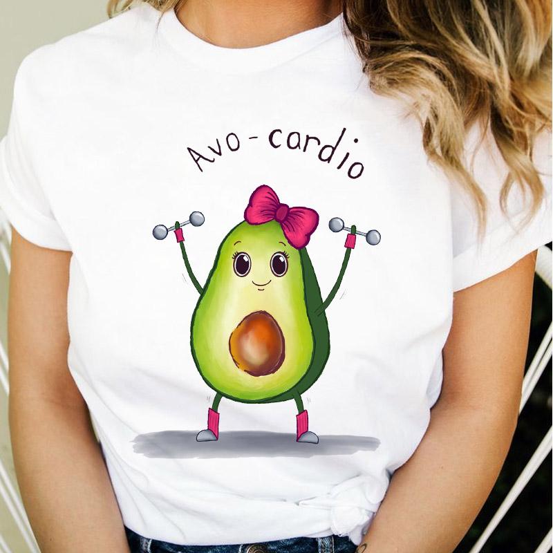 Summer Tshirt Women Cute Avocado Yoga Kawaii Clothes Ladies Tees Tops Graphic Printed Streetwear Kawaii T Shirt Female T-Shirt
