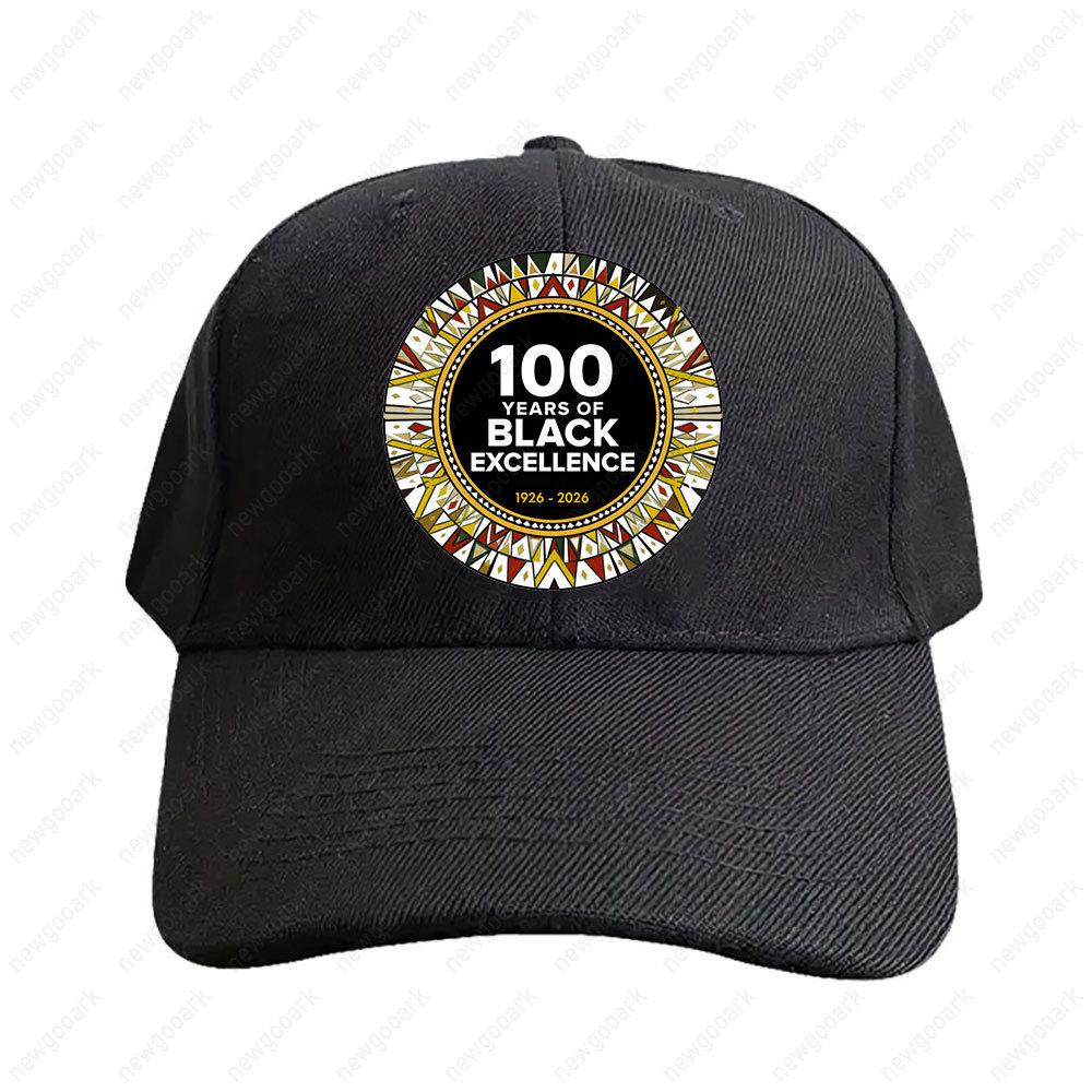 100 лет черного совершенства 1926-2026 Графический дизайн Празднование истории черных Кепка С козырьком Модная Повседневная Регулируемые кепки Adjustable