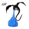 Stable Base Dragon Statue 3D Printed Fire-Breathing Statue Mystical Figurine with Flame Decor Base Fantasy Desktop Ornament for Bookshelf,
