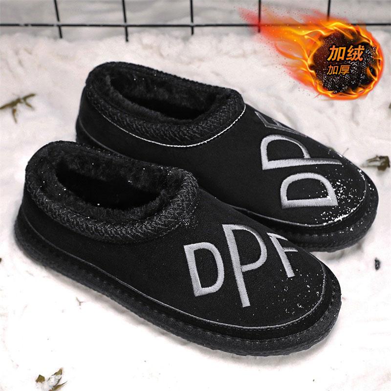 Модные зимние мужские хлопковые туфли с низким верхом и бархатом — фото 3