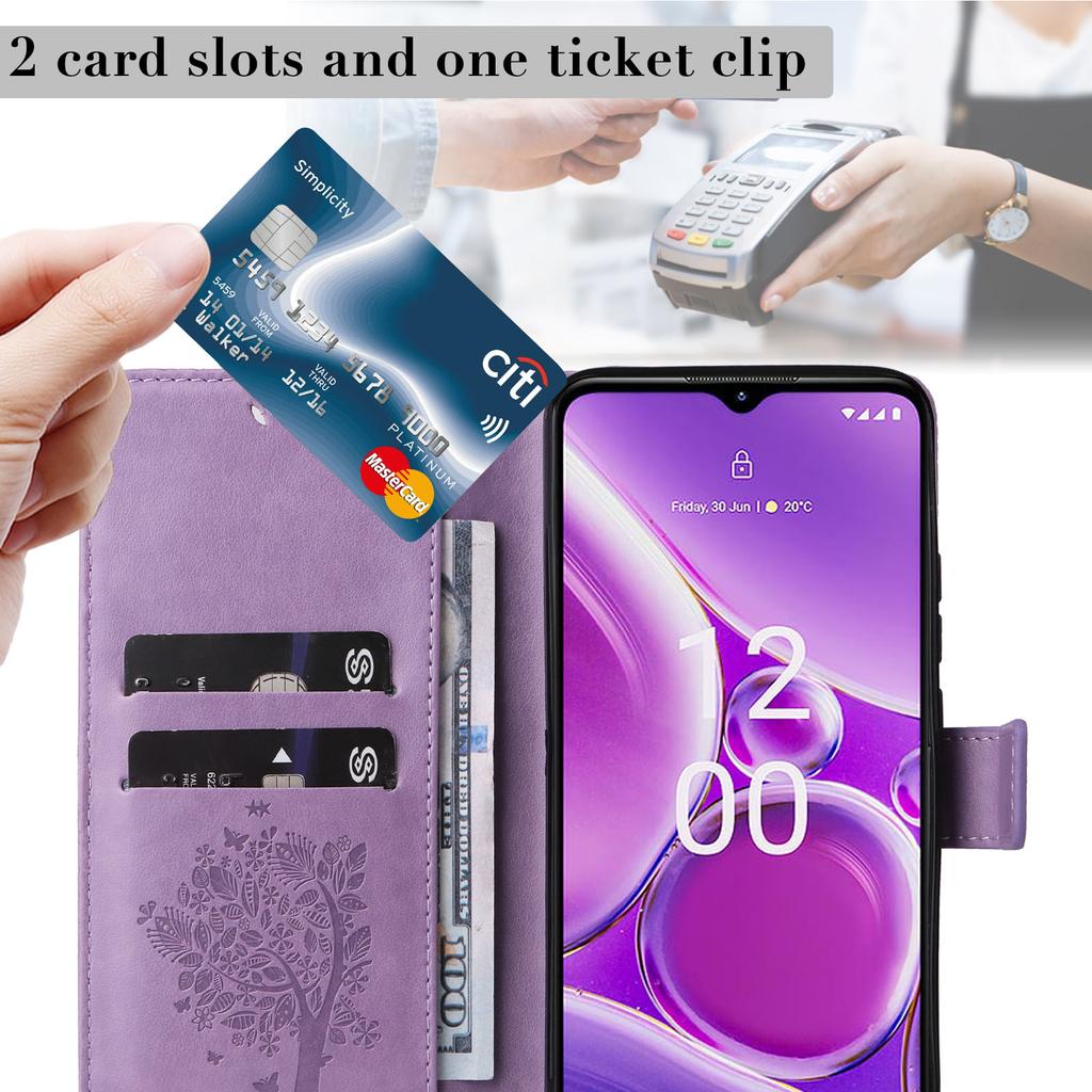 Für Nokia G42 Handyhülle mit Ständer Katzenbaum Muster Leder Brieftasche Handyhülle