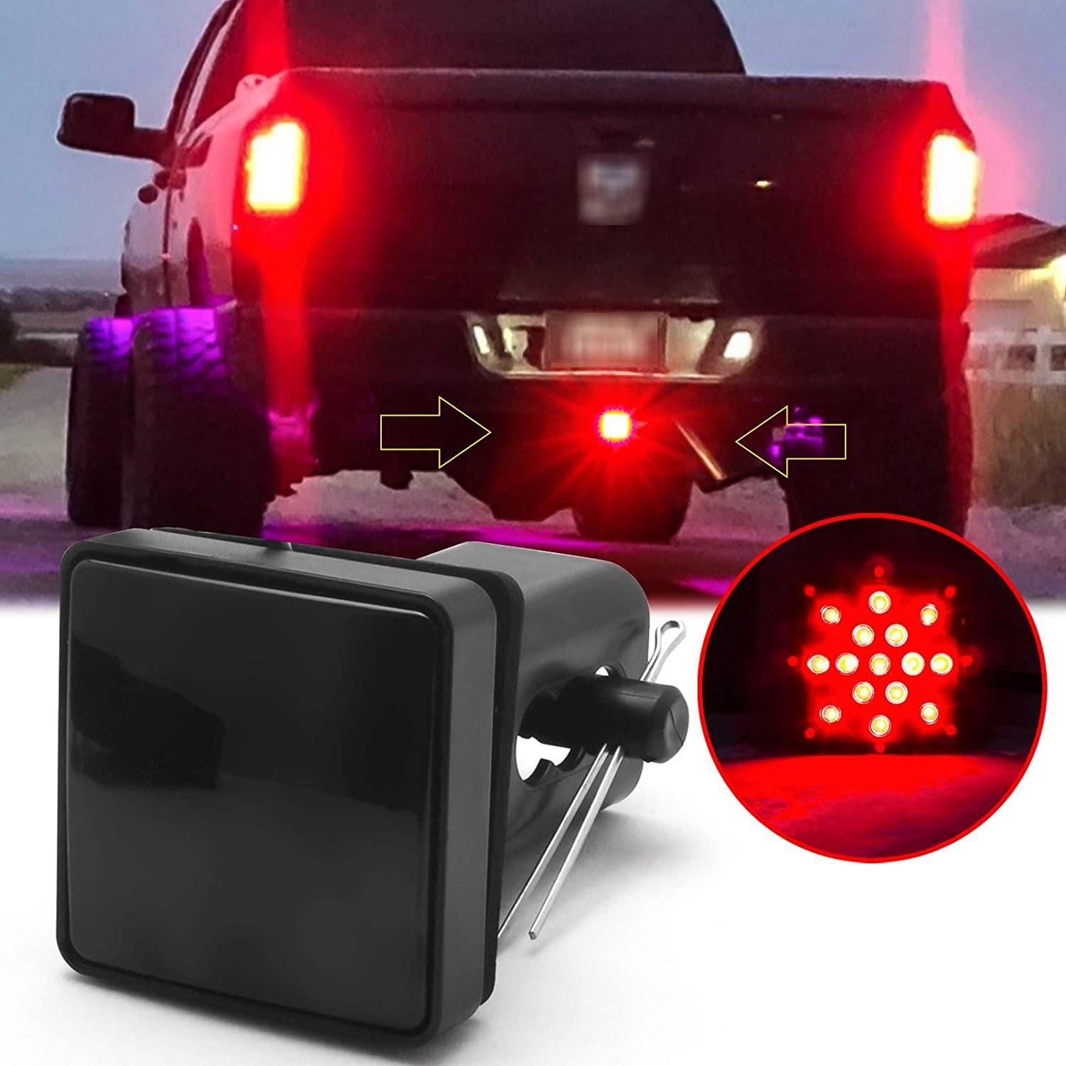 

2Inch Smoked 15-LED Brake Light DRL Trailer Hitch Cover Fit Towing & Hauling With Pin 12V чорний