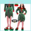 Delightful Christmas Party Elf Costume For Women With Long Sleeves And Festive Appeal