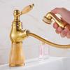 Rubinetto da Bagno Tuqiu Ottone Antico Giada Rubinetto per Lavabo da Bagno Miscelatore Acqua Calda e Fredda Rubinetto per Lavabo Montaggio a Ponte Rubinetto Estraibile