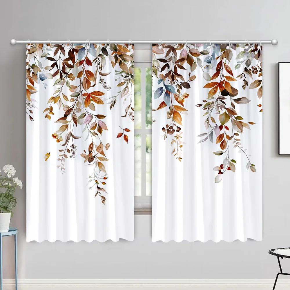 Watercolour Leaves Hummingbird Curtains Living Room Bedroom Home Decor Curtains Floral Polyester Shower Curtain with Hooks