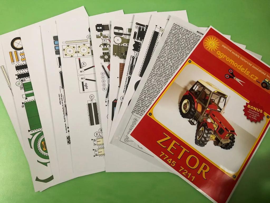 1:32 Diy Czech Zetor 7745-7211 Tractor Card Model Building Sets Manual Agricultural Machinery Car Model Educational Toy
