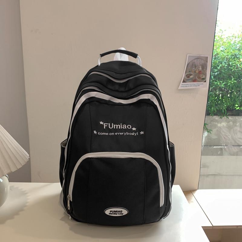 Color Block Backpack Female Junior High School Student Backpack Large Capacity Schoolbag Student Travel Bag