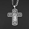 Jesus Kreuz Kruzifix Slawisch Edelstahl Orthodoxe Halsketten für Männer Frauen Russische Anhänger Kette Punk Amulett Schmuck Geschenk