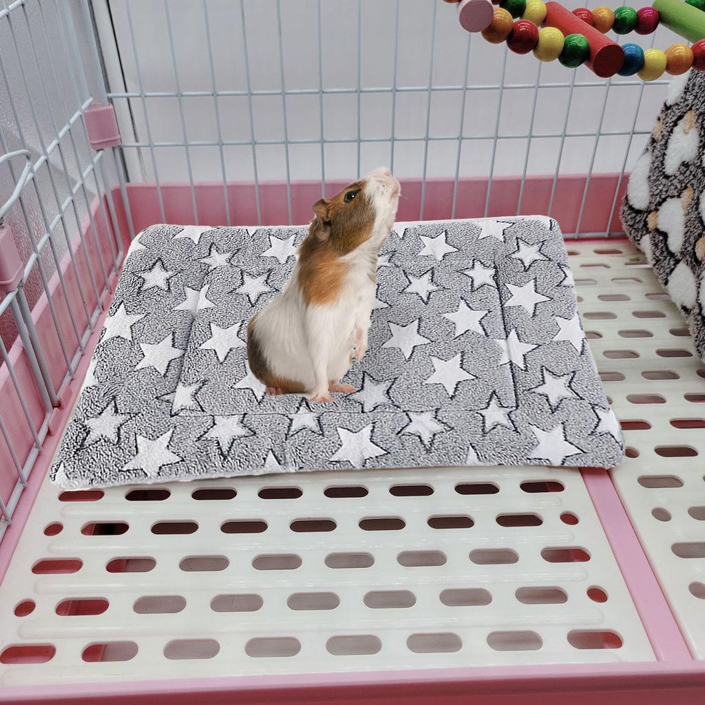 2PCS Rabbit Sleeping Bed Mat Small Pet Soft Thick Fleece Winter Warm Bed Pad Habitat Decor for Squirrels Chinchillas