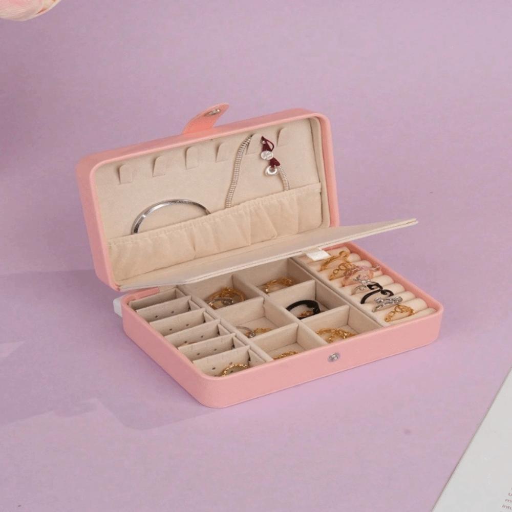 High-end Portable Jewelry Storage Box Large Capacity Double-layer Earring And Ring Jewelry Box Exquisite Display