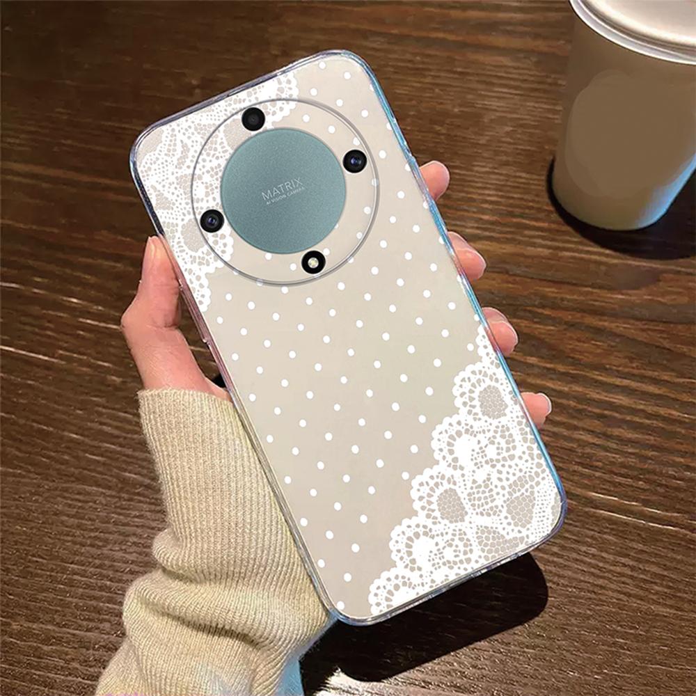 Rose Flower Lavender Oil Painting Phone Case For Honor X9c X9b X9a X8a X8b X8c X7a X7b X7c X6b X7c X7d Transparent Clear Cover