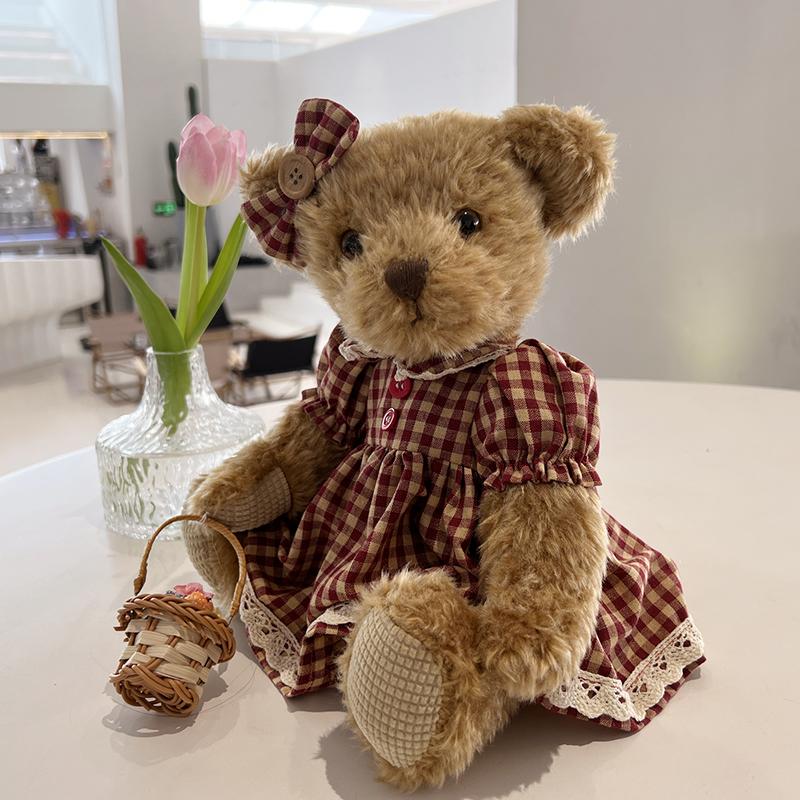 cute Teddy Bear Plush Toys with flower basket Stuffed Animal plush joint teddy bear doll Joints can move toys Christmas gift