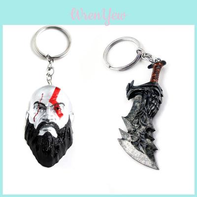 War Of God 4 Kratos 3D Kopf Schlüsselanhänger Leviathan Axt Schlüsselanhänger Ring Metall Schmuck