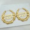 Custom Name Plate Earrings Gold Plated Hoop Personalized Stainless Steel Earrings