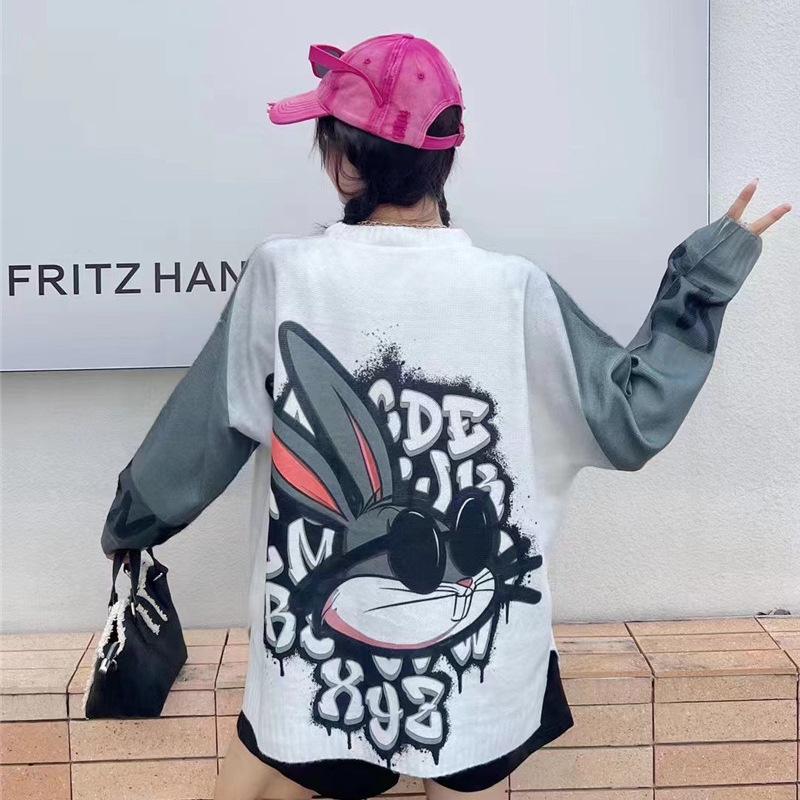 Autumn/Winter 2024 Women's Loose Rabbit Embroidery Sweater Fashion Knit Pullover
