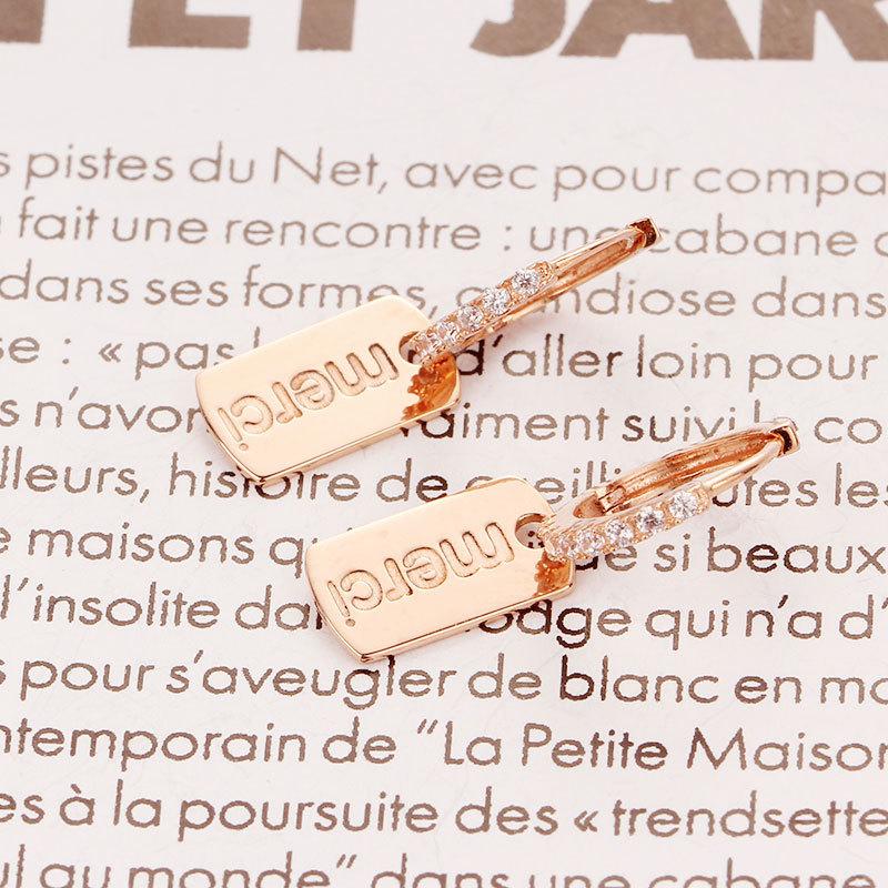 Женские серьги-буквы из чистого фиолетового золота, Модные персонализированные серьги с покрытием из розового золота.