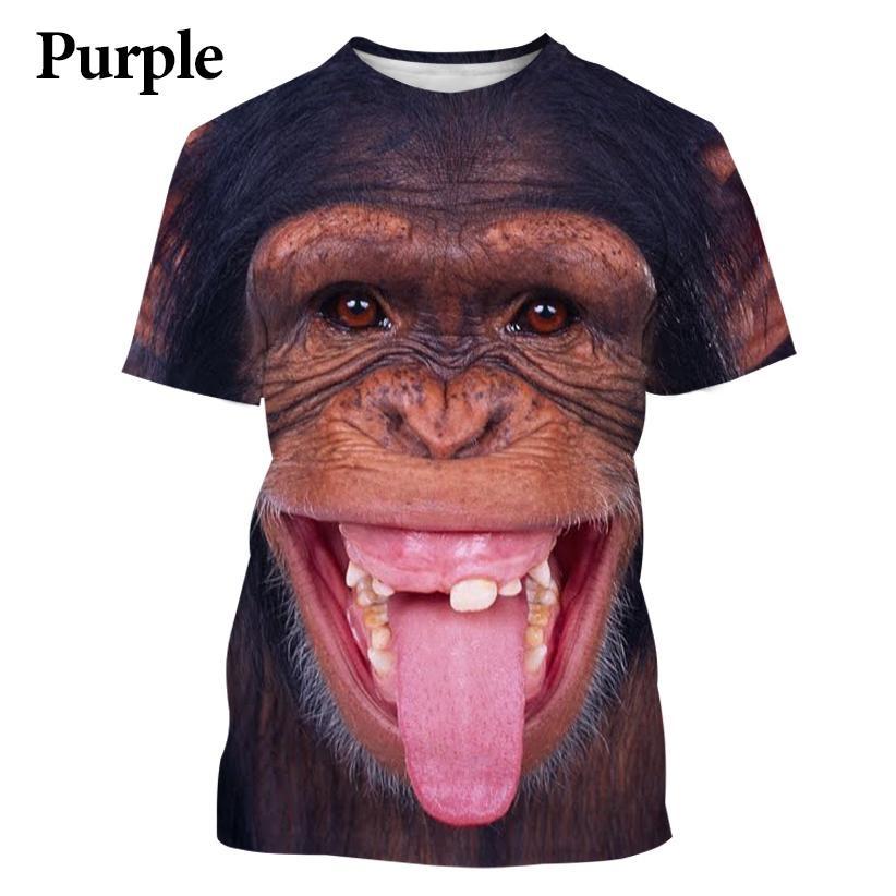 Lustiges T-Shirt mit Kuss-Affenlippe und Grafik für Herren, Kleidung, 3D-Parodie, Gorilla-Orang-Utan-Print, Unisex, kurzärmelig