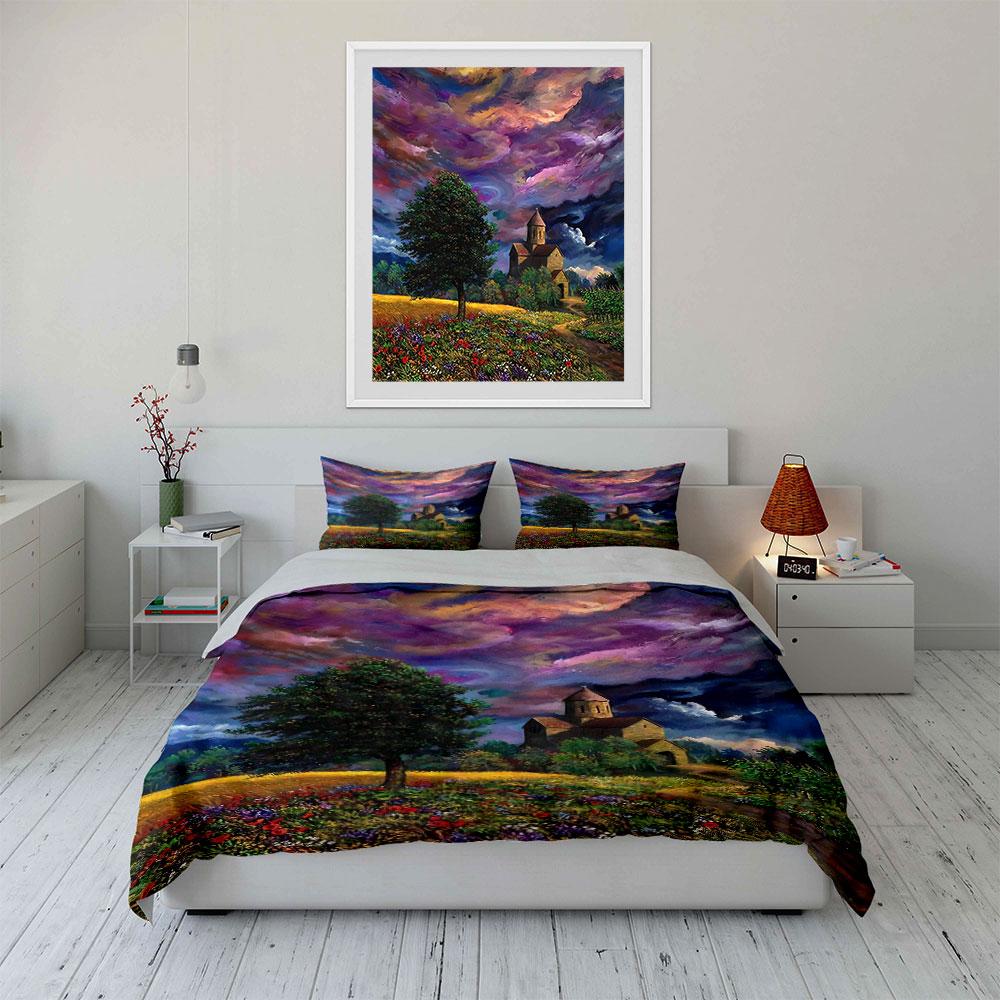 Colorful Landscape with Trees. Bedding Sets Duvet Cover Sets Duvet Covers Pillowcases(1 * Duvet Cover 2 * Pillowcases, Without Duvet Insert)