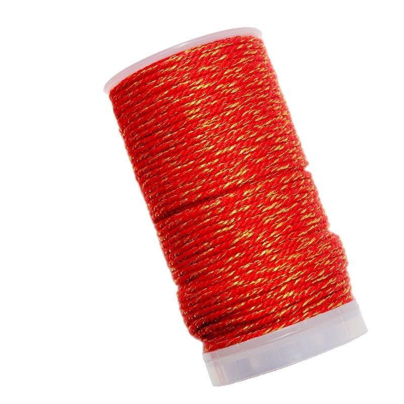 1.0/1 2Mm Sprinkling Gold Thread Plus Gold Hand Rubbing Cotton Thread 18 Strands Non-Elastic Hand Cotton Thread 25 Meters Roll Diy Braided Rope Wenwan