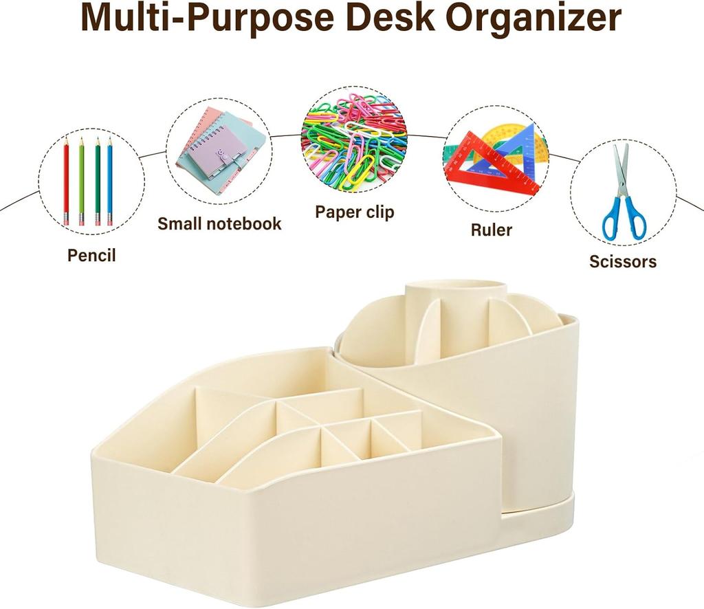 360 Degree Rotating Desk Organizer, Desk Pencil Pen Holder, Desktop Storage Pen Organizers Stationery Supplies for Office