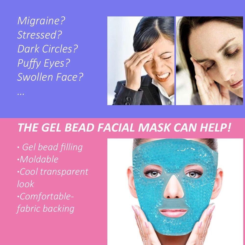 Relieve Fatigue Ice Gel Eye Face Mask Reduce Face Puff Reusable Sleeping Ice Pack Gel Beads Compress Cold and Hot Heat