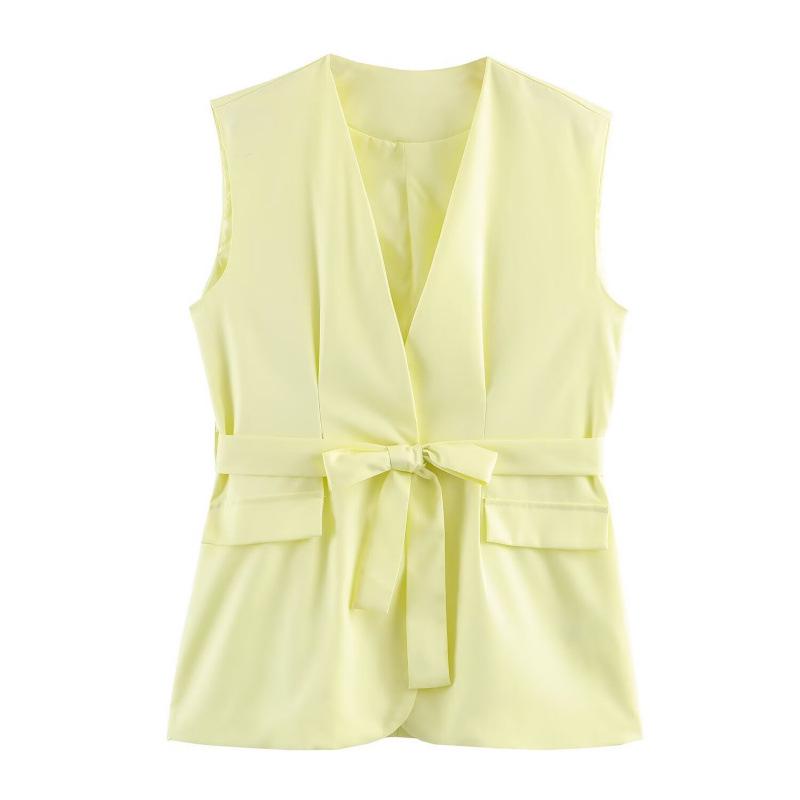 Spring 2026 European & American Style V-Neck Lace-Up Sleeveless Top M
