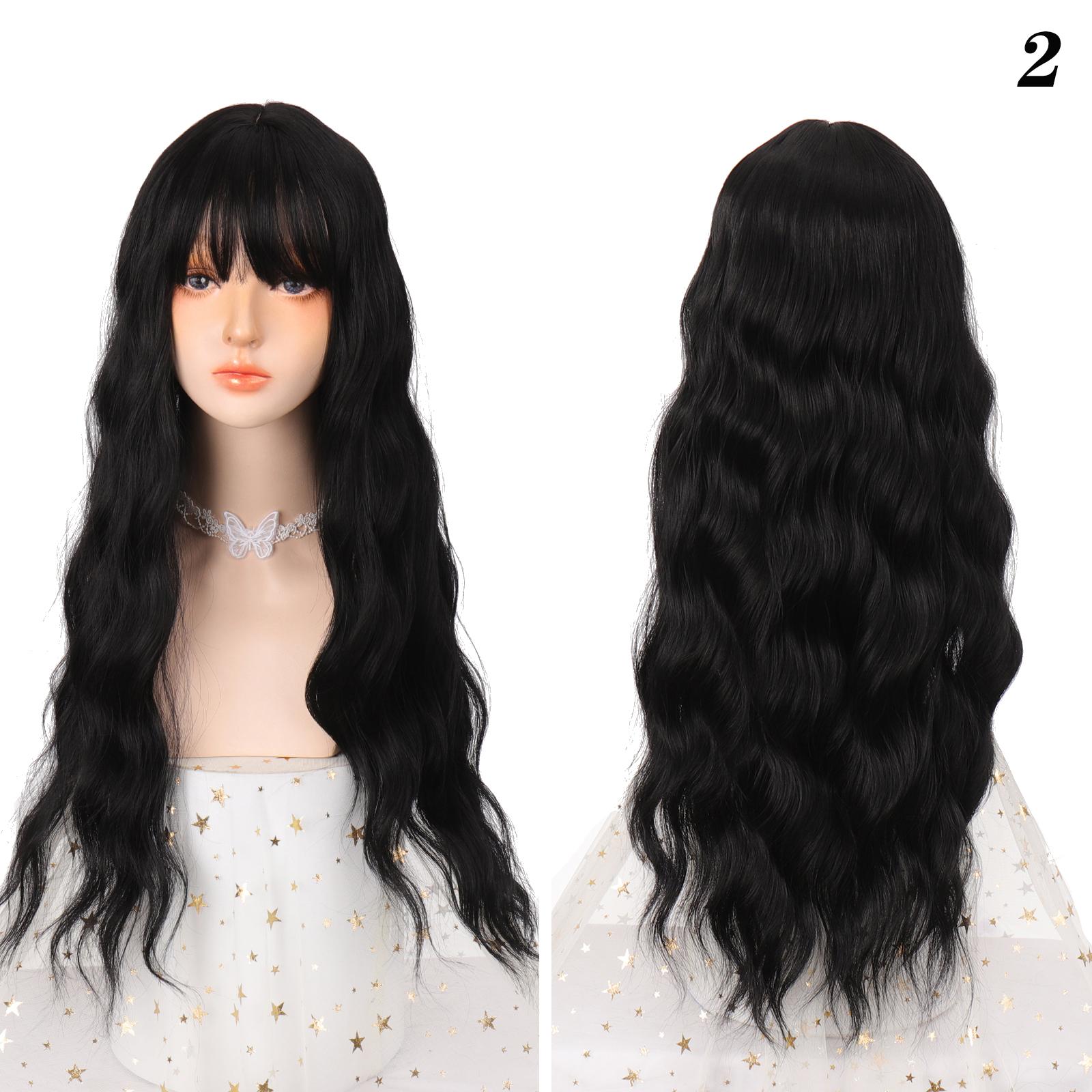 

Черный длинный женский парик с термостойким синтетическим париком Liu Haibo Черные женские афроамериканские волосы