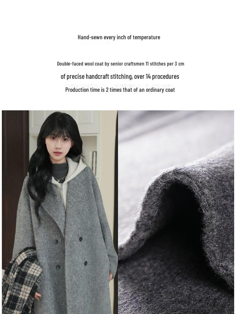 Korean-Style Double-Sided Wool Coat: Elegant, Versatile, Loose-Fitting, Long Women's Outerwear for Autumn and Winter