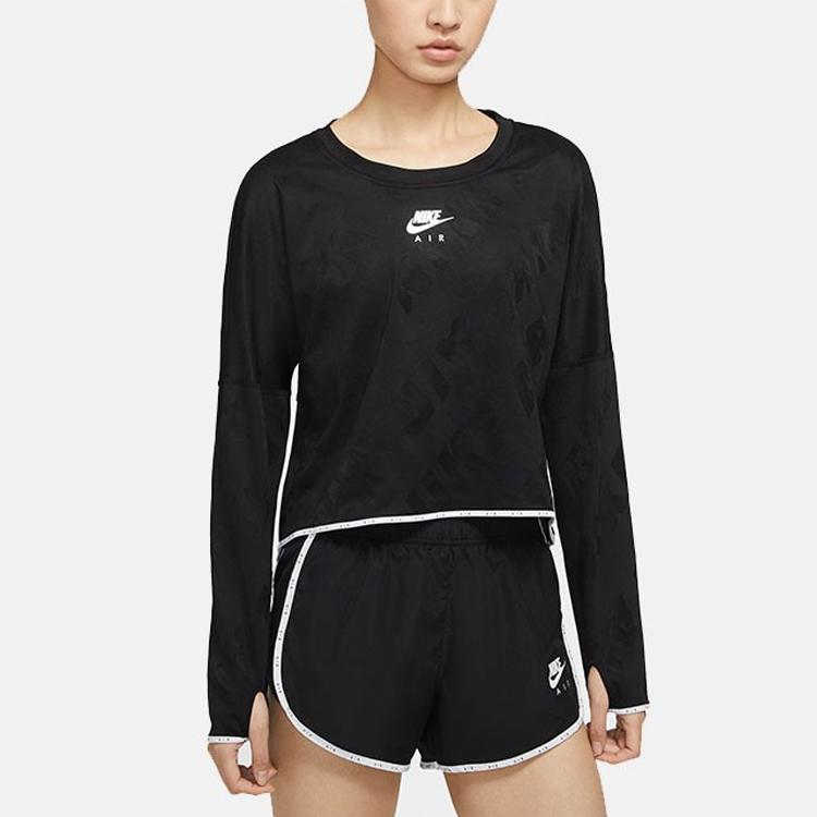 Nike Air Reflective Logo Running Long Sleeve T-Shirt Women Tops Black CJ1883-010