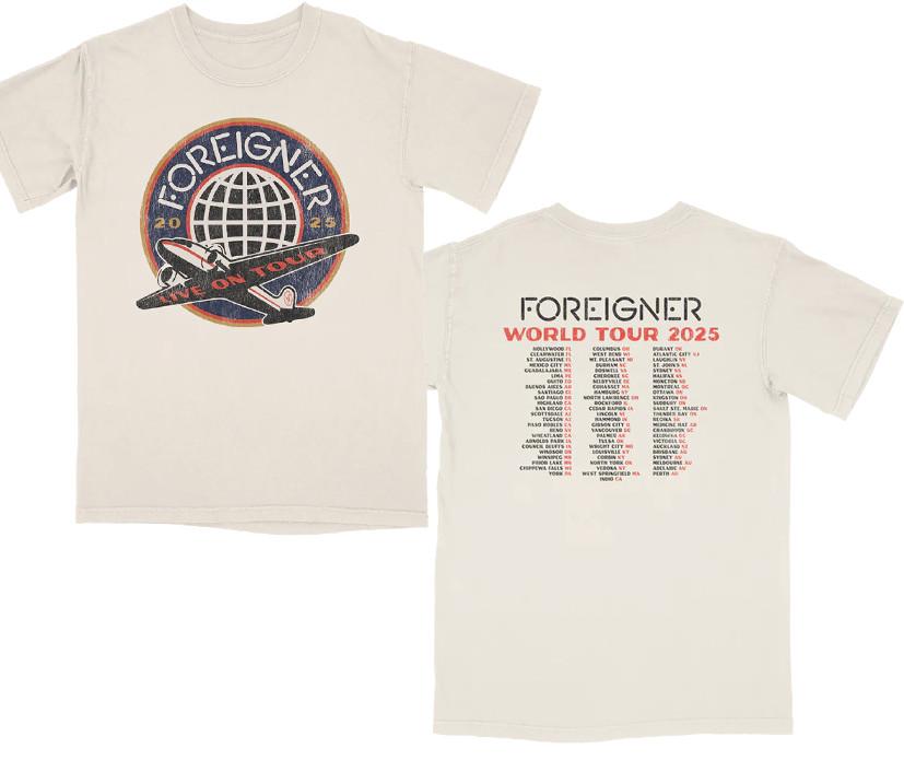 2 Sides 2025 World Tour Foreigner Band Shirt White Unisex S-5XL 1V0444 S
