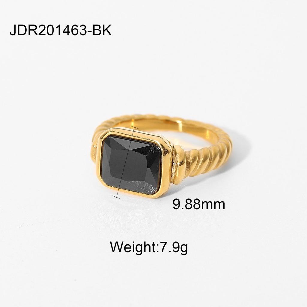 Jieding 18K Gold-Plated Zircon Ring: European & American Style, Stainless Steel, Trendy Women's and Couple's Jewelry.