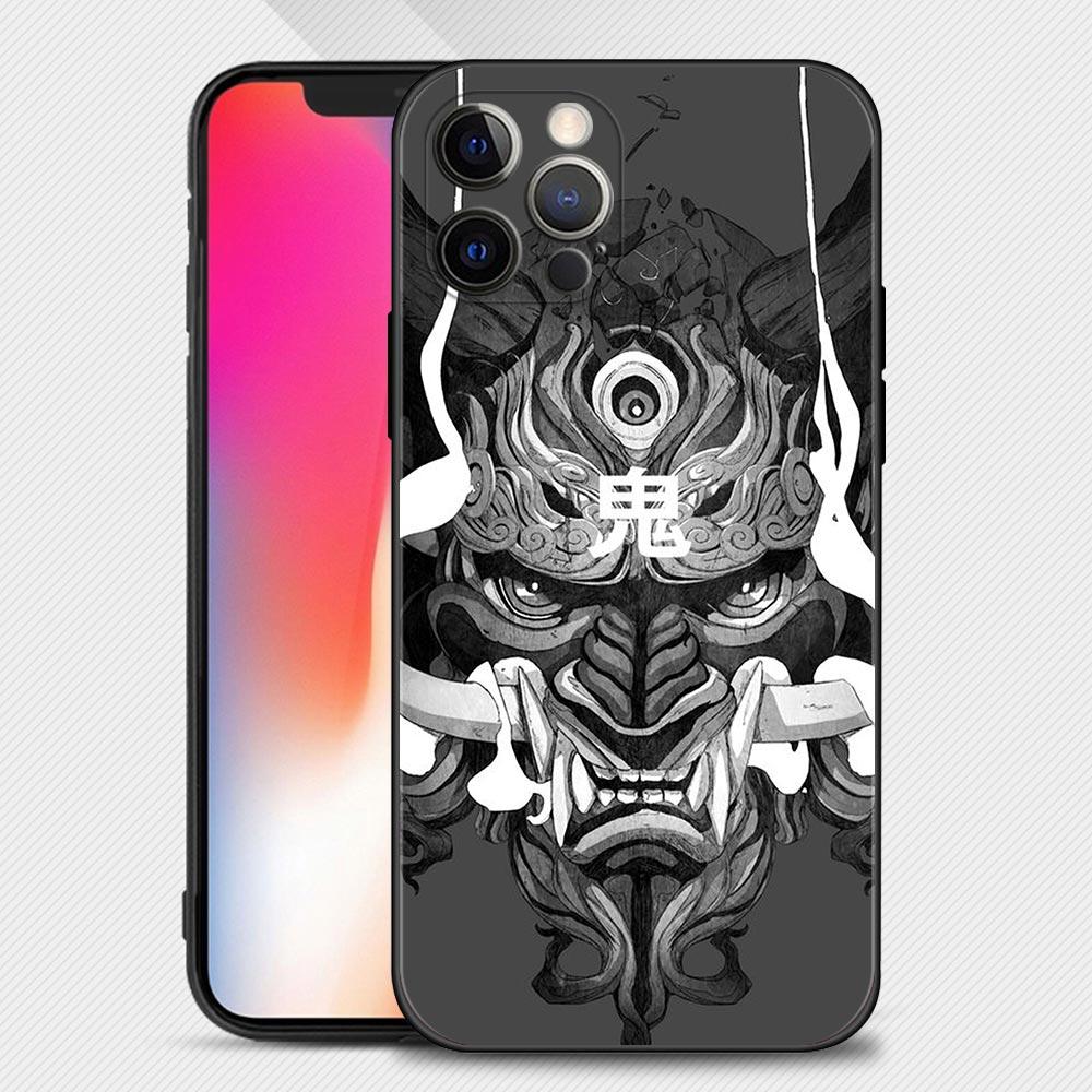 Japan Samurai Oni Mask Case For Apple iPhone 14 13 12 11 Pro Max Mini XS Max XR X 7 8 6 6S Plus Phone Shell Capa