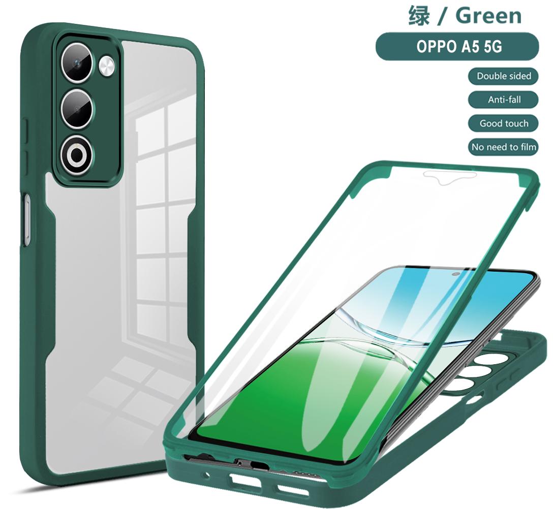 

Full Body Protection Shockproof Case for OPPO A5 5G 2025 Protective Cover Screen Protector Fundas Coque Capa Oppo A5 5G зелений