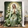 Unsere Liebe Frau von der Gnade Florale Gebetdecke Gedruckte Decke für Wohnzimmer Bett Sofa Mittagspause Weiche Gemütliche Decke für Freundesfest Geschenk