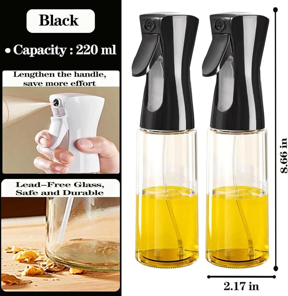 Olive Oil Mister Spray Bottle for Cooking - Cooking Oil Spray Bottle  Air Fryer Accessories - Refillable Glass Dispenser