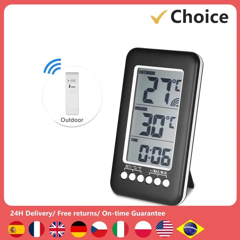 Digital Thermometer Meter With Clock Function Outdoor Indoor LCD Wireless Temperature Electronic Thermometers Weather Station