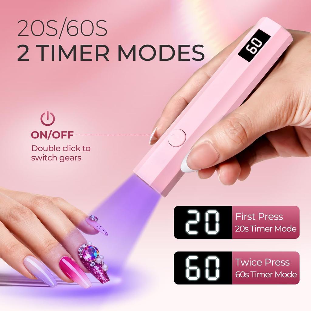 Mini-Nagellampen-Set Mit Halterung Timer-Anzeige Tragbar Handheld Familie Schnelltrocknend Taschenlampe Wiederaufladbar Nageltrockner Maschine UV