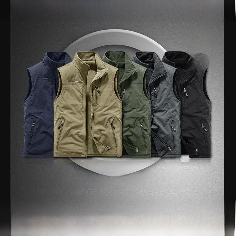 Herre Outdoor Dobbeltsidig Fleecevest - Tykkere Høst/Vinter Polarfleece Vest