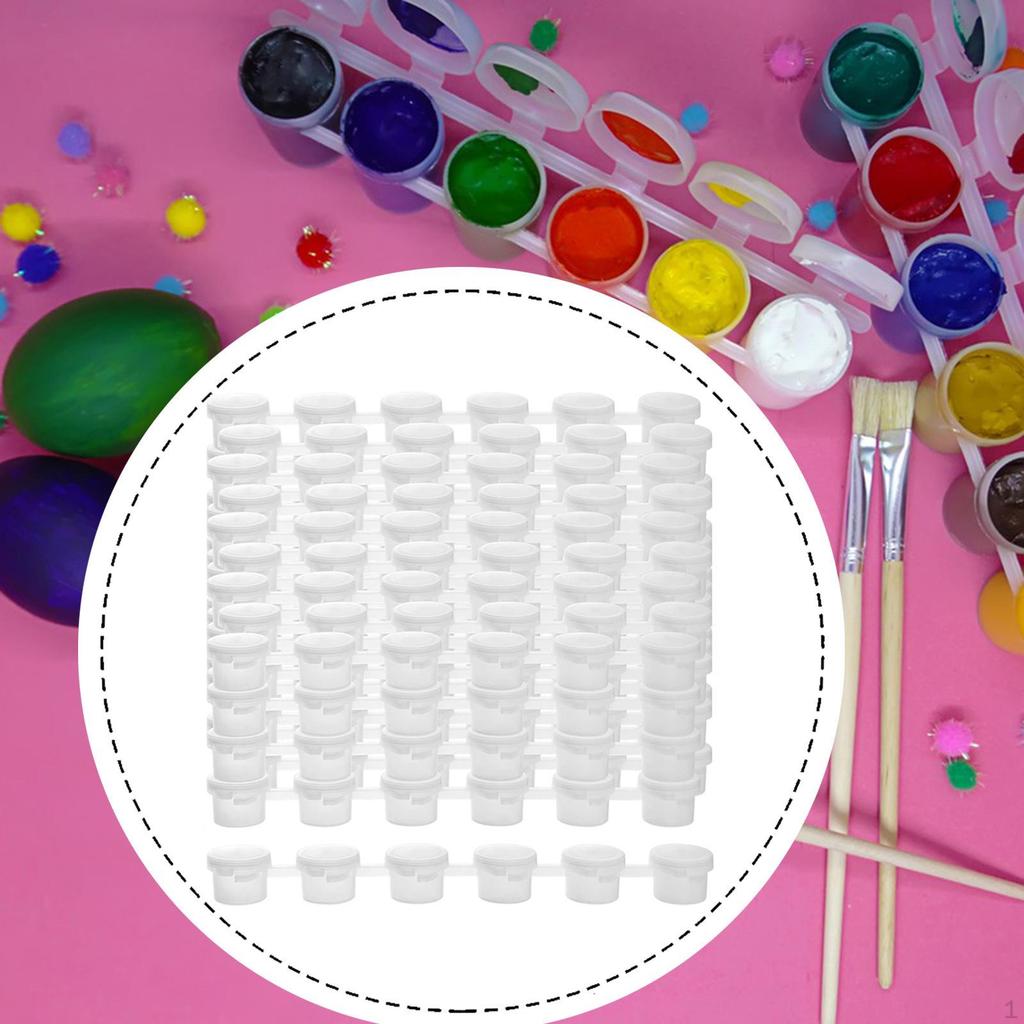 50 Pieces Empty Paint Pots Strips Acrylic Containers with Lid for Birthday