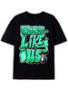 Dunkare Black Green Glow 3s T-Shirt Graphic Print Tee Shirt, Men's Casual Short