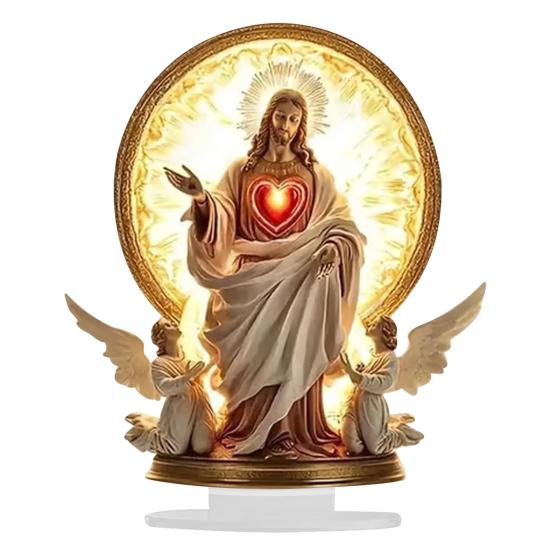 2D Flat Table Sign Acrylic Prayer Wings Angel/Fairy/Nativity Scene Desktop Ornament for Tabletop Shelf Mantel Decor